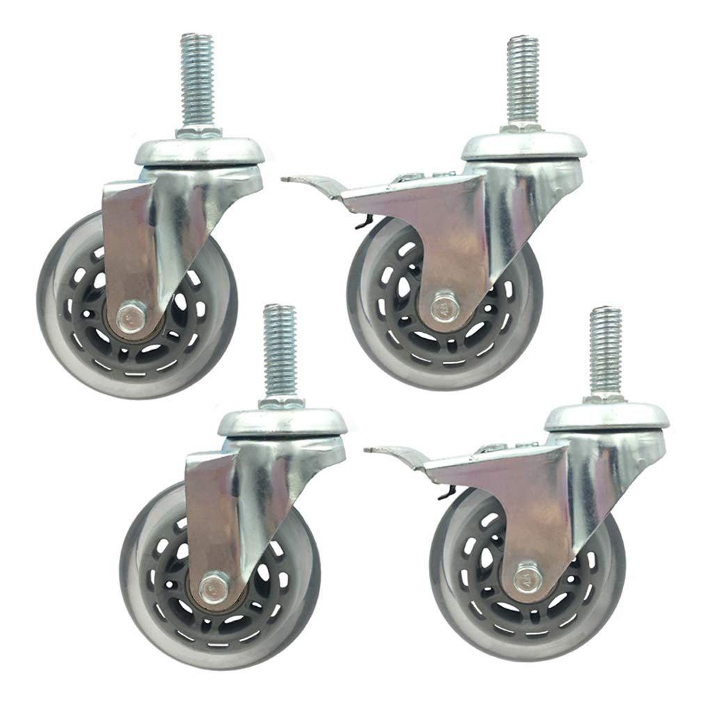 Zestaw 4 wytrzymałych gumowych kółek skrętnych do wózków przemysłowych z hamulcem, śruby M12 x 30 mm w zestawie. Idealne do transportu dużych obciążeń.