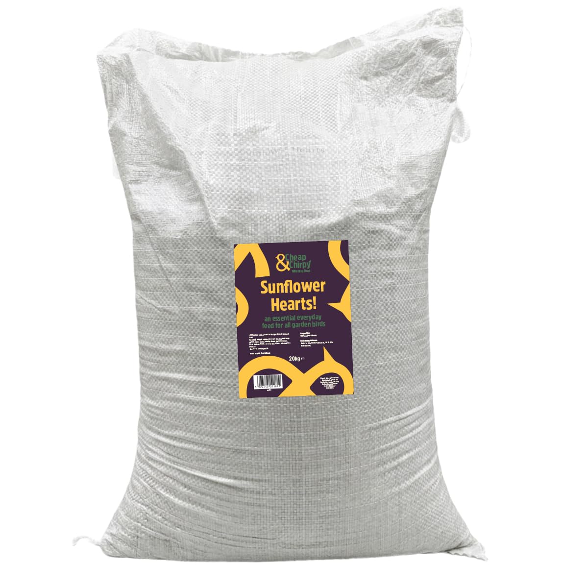 Cheap & Chirpy Sunflower Hearts Bird Food 20kg Bag - Birdseed for Wild Birds - Sunflower Seeds Squirrel Food
