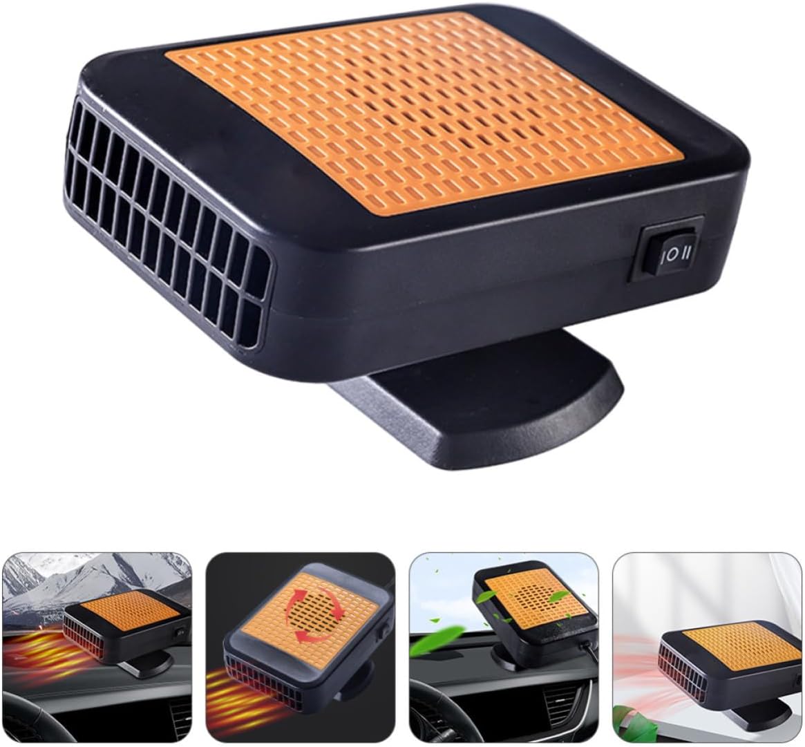 Housoutil Portable Car Windshield Defroster Heater with Adjustable Airflow and Plug and Play Design, Abs Plastic Vehicle Heater for Winter Long Time Driving, Low Consumption