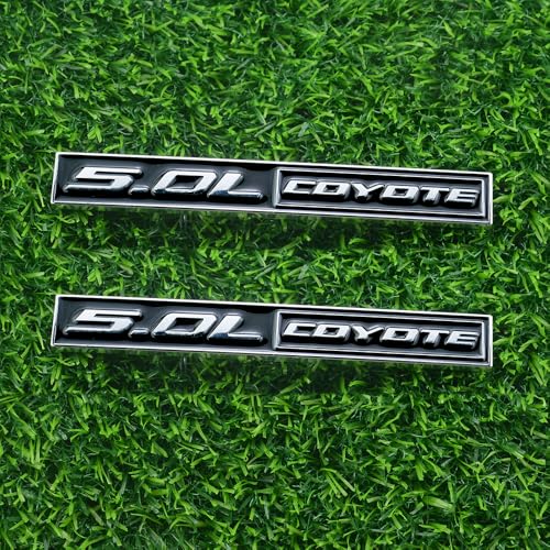 Image of 2 Pcs 5.0L Coyote Emblems 3D Badge V8 Decal Engine Trunk Sticker Nameplate Letter Fit for Mustang & 150 (Black)