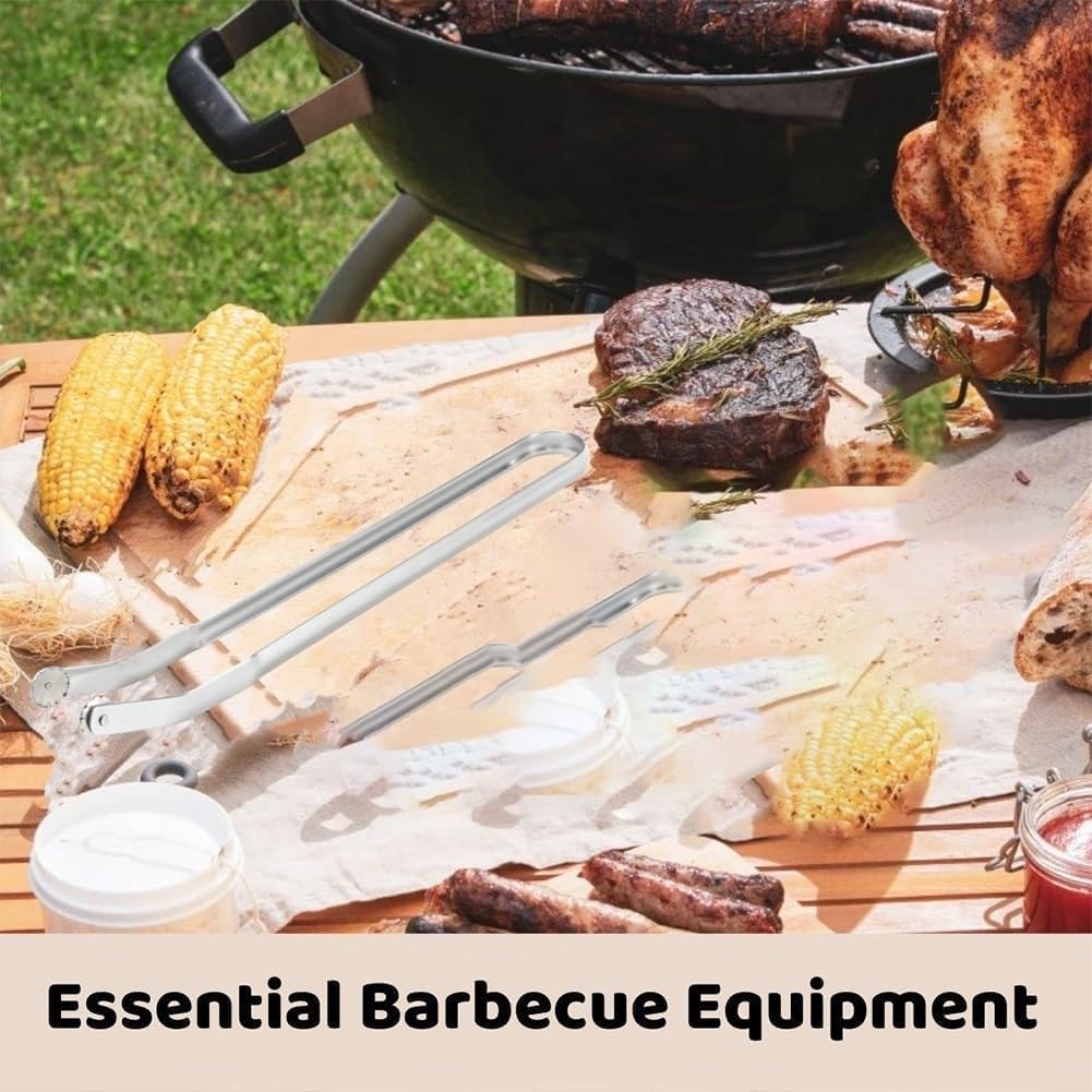 Pinze per Girare Salsicce per Barbecue, Pinze per Salsicce in Acciaio Inox, Pinze da Cucina Multiuso con Manico Lungo per Cucina, Campeggio, Barbecue All'aperto, Pinze da Cucina per, 3Pcs