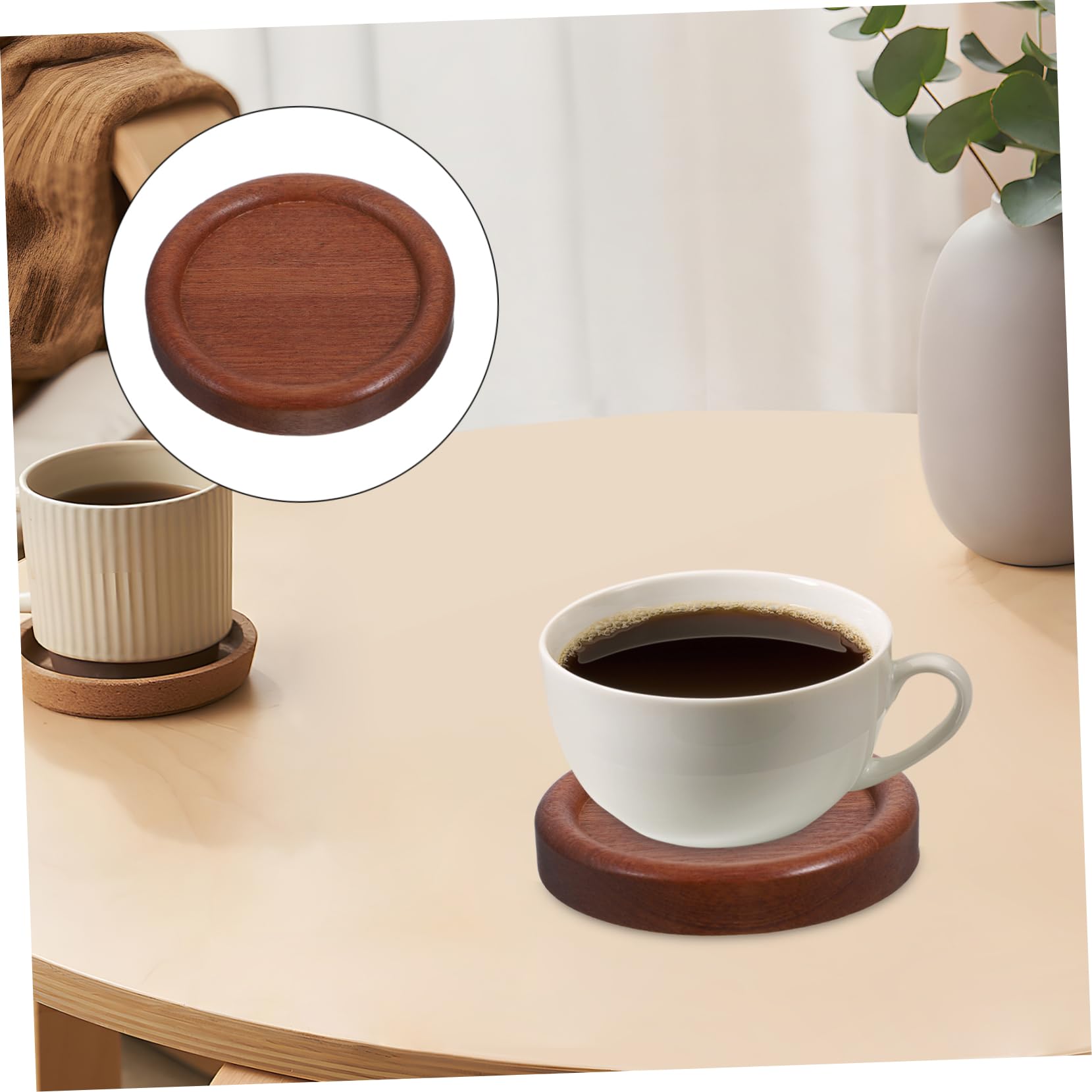 PRETYZOOM 16 STK Retro-Untersetzer aus massivem Holz Vintage Untersetzer Tischschutz Teetassen Kompakte Tassenmatten für zu Hause groß hölzern