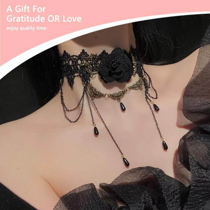Sisadodo Halloween Costumes Decorations for Women Gothic Rose Chokers Necklaces for Women Females Punk Black Vampire Choker - Image 5