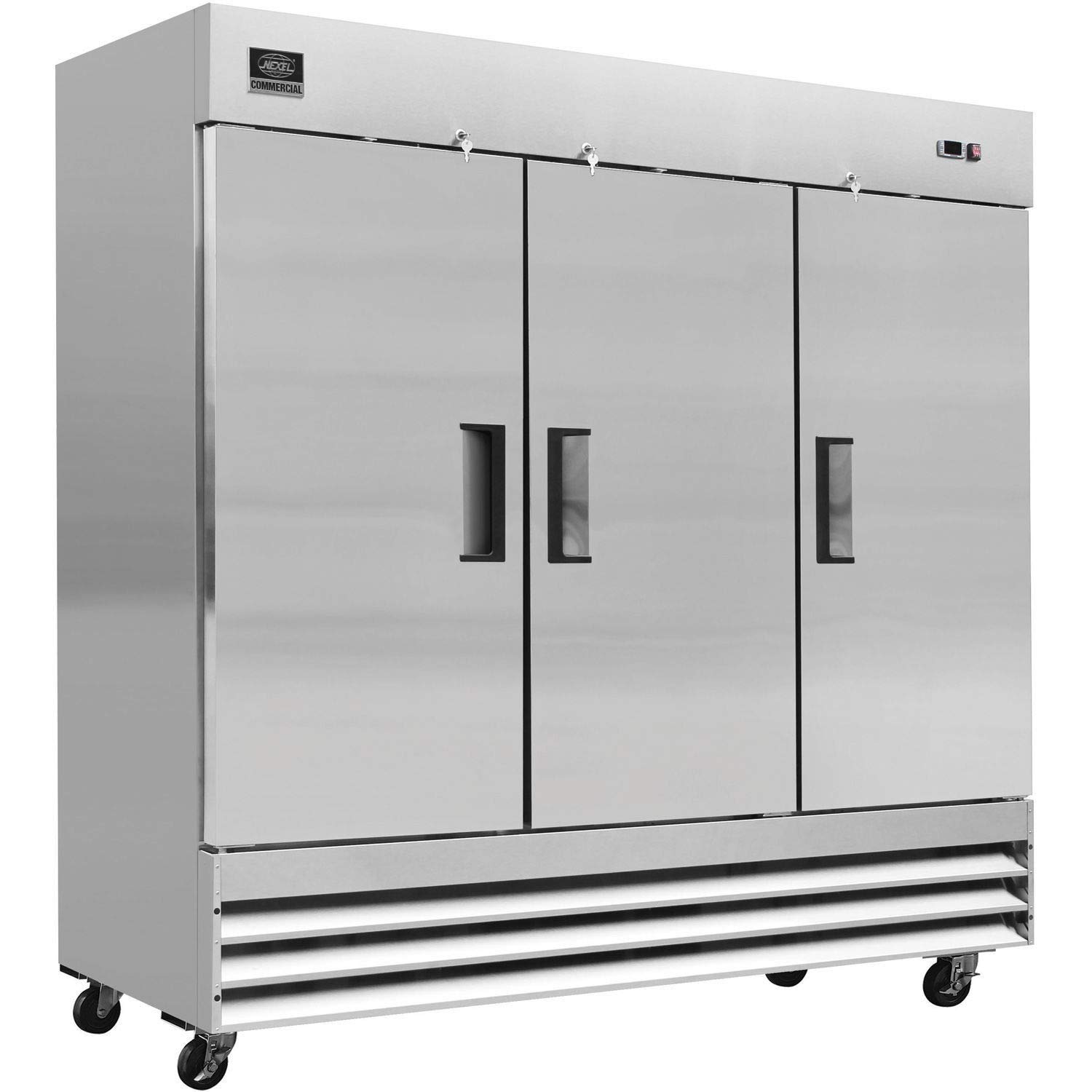 3 Door Commercial Reach-In Freezer by Global Industrial – 80-7/8"W x 32-1/4"D x 82-1/2"H, 72.0 cubic_feet, Silver