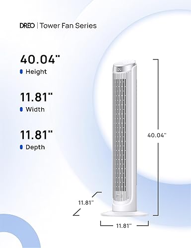 Miniatura 8 de Dreo Ventiladores de torre para dormitorio, ventiladores oscilantes de 90 para interiores, 5 velocidades, 4 modos máximo de 26 piess, temporizador