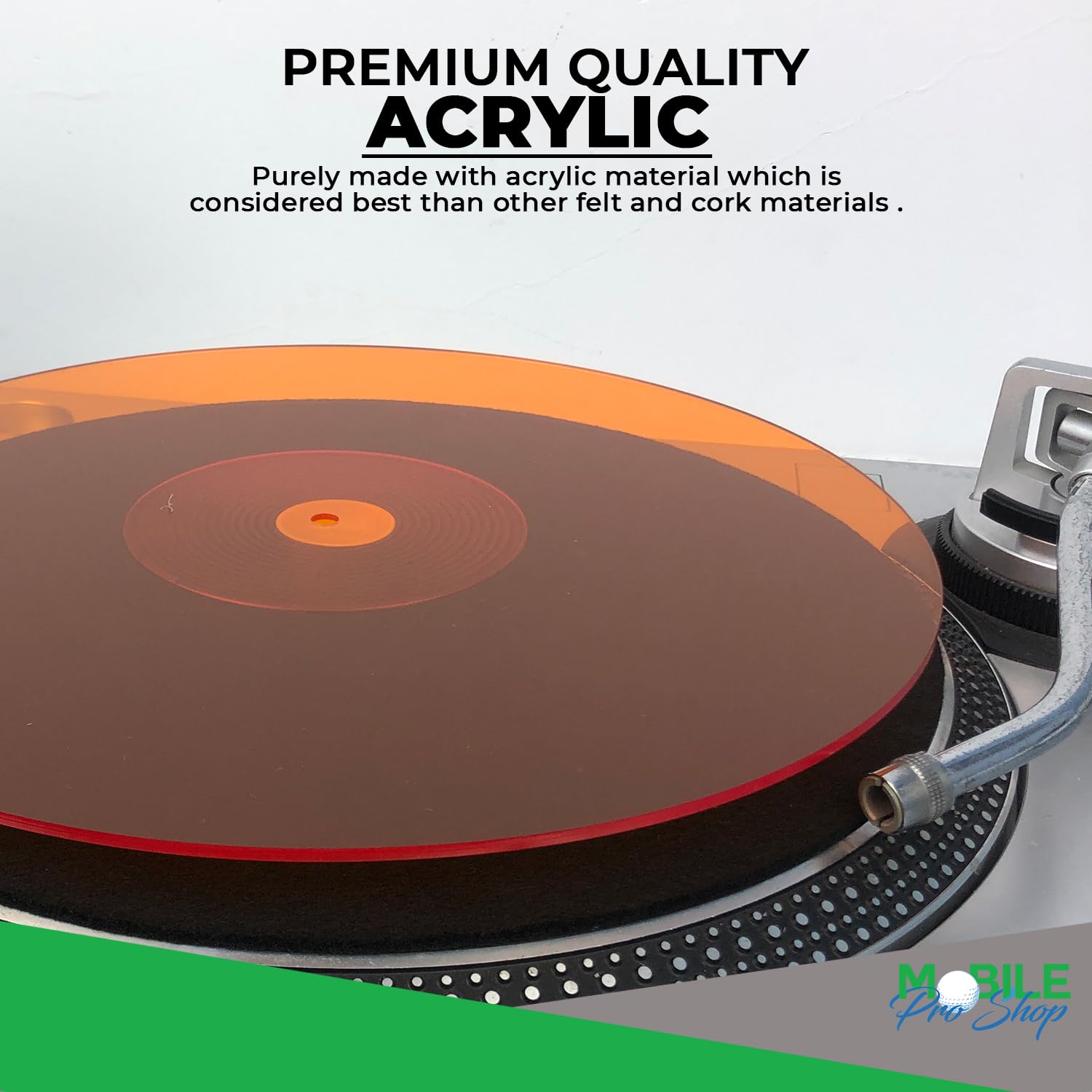 Alfombrilla acrílica para Tocadiscos de Vinilo LP, Mejora la Calidad del Sonido y Proporciona Graves más Apretados, Alfombrilla antiestática (Naranja)