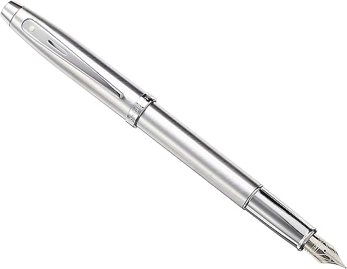 Sheaffer 100 pluma estilográfica de cromo cepillado con borde cromado y punta fina