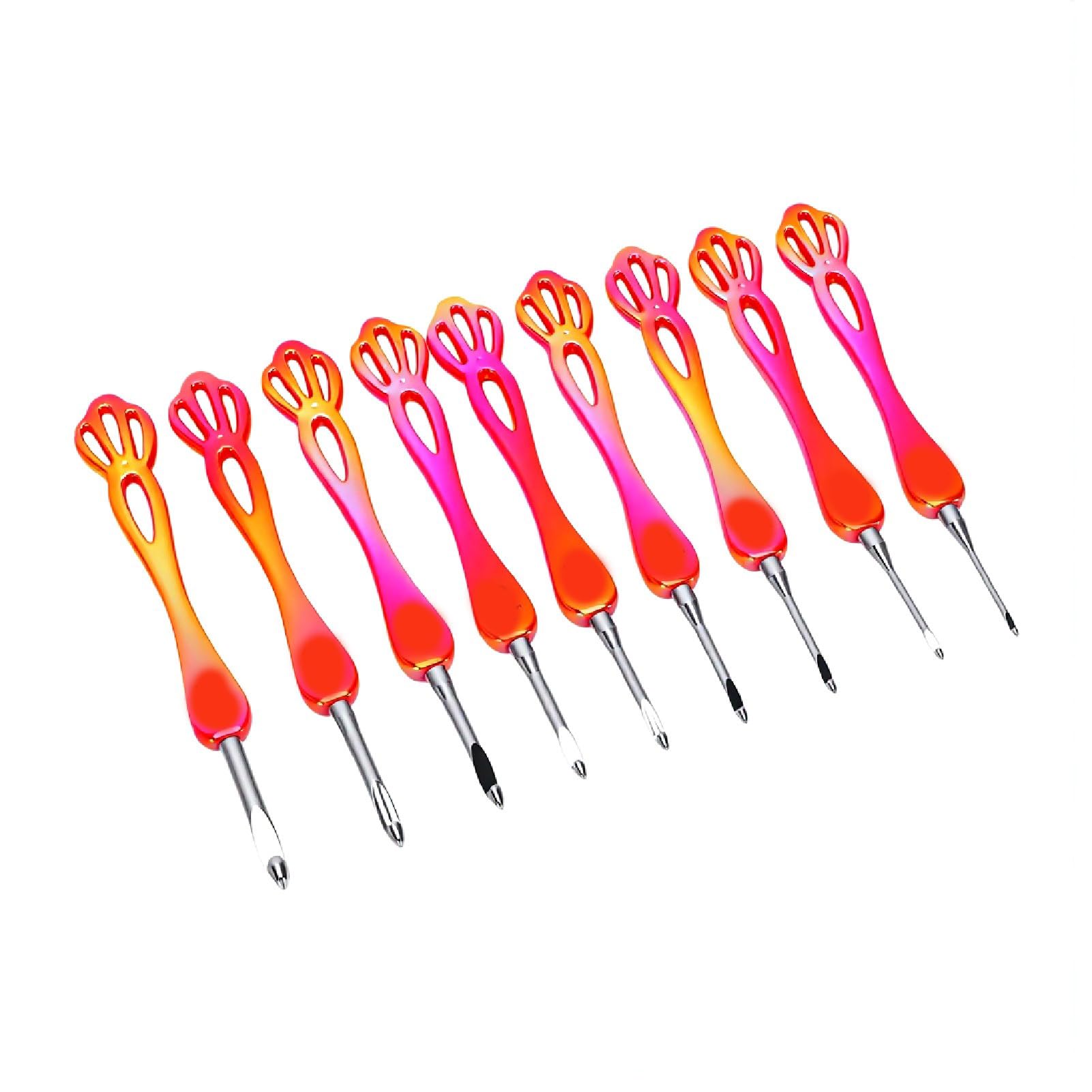 banapoy Juego de Agujas de Ganchillo Ergonómicas, 9 Tamaños Juego de Agujas de Ganchillo de Aluminio de 2,5 a 7,0 Mm, de con Hueco Ergonómico para Tejer Principiantes y Proyectos de Hilo de