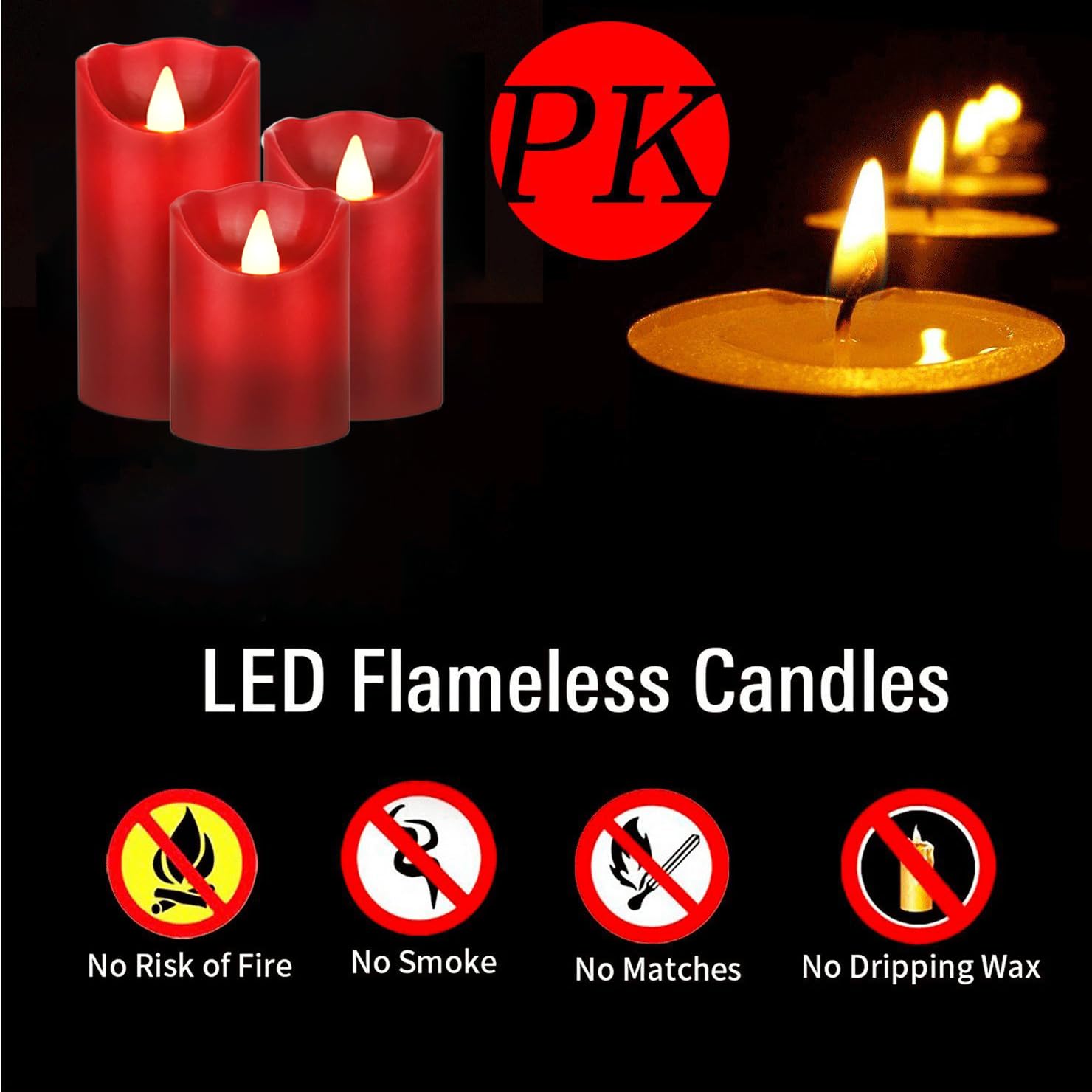 Candele LED Senza Fiamma Set Da 5 - Altezze 12-22cm, Telecomando, Timer, Effetto Fiamma Reale, Avorio