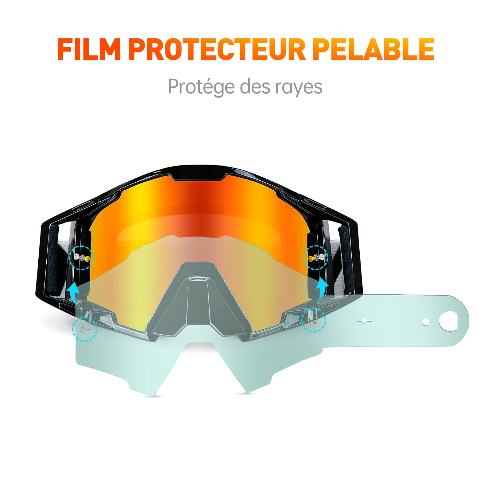Lunettes Moto Cross, Masque Moto Cross avec protection du nez, Lunettes de Ski pour hommes et femmes, pour les sports de plein air, comme Lunette Moto