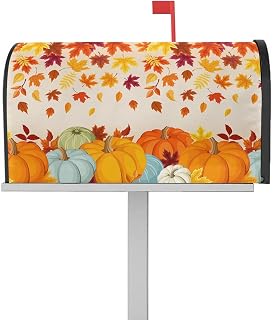 Mailbox Cover Magnetic Orange Maple Leaves Fall Thanksgiving Pumpkin Mailbox Covers Standard Size 21x18in,Mailbox Covers Wrap Post Letter Box Cover for Garden Yard Outdoor Watercolor Leaf Seamless