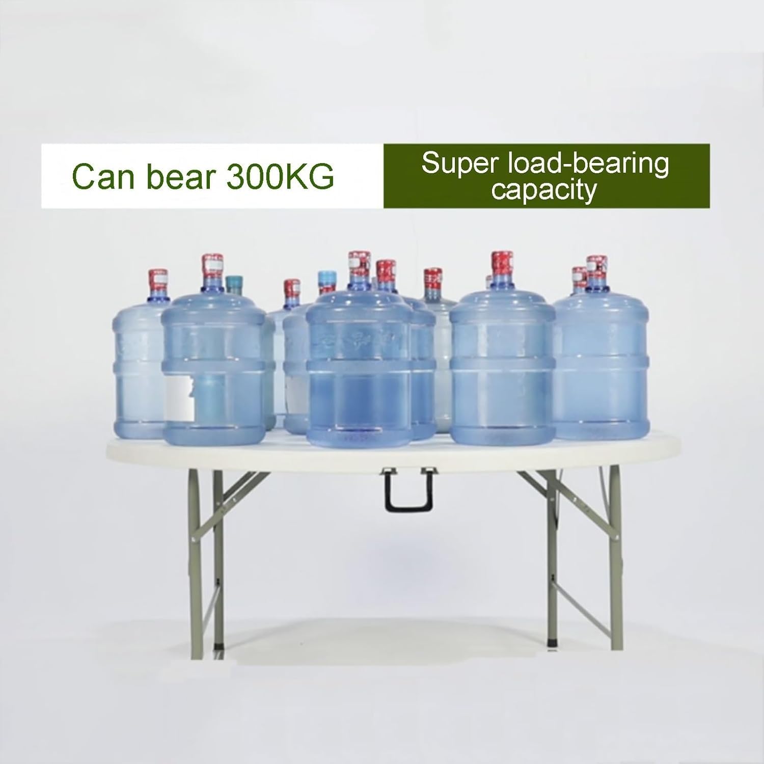 Table pliante portable avec support en métal et poignée, capacité de charge de 300 kg pour pique-nique, camping, barbecue et hayon – Design léger