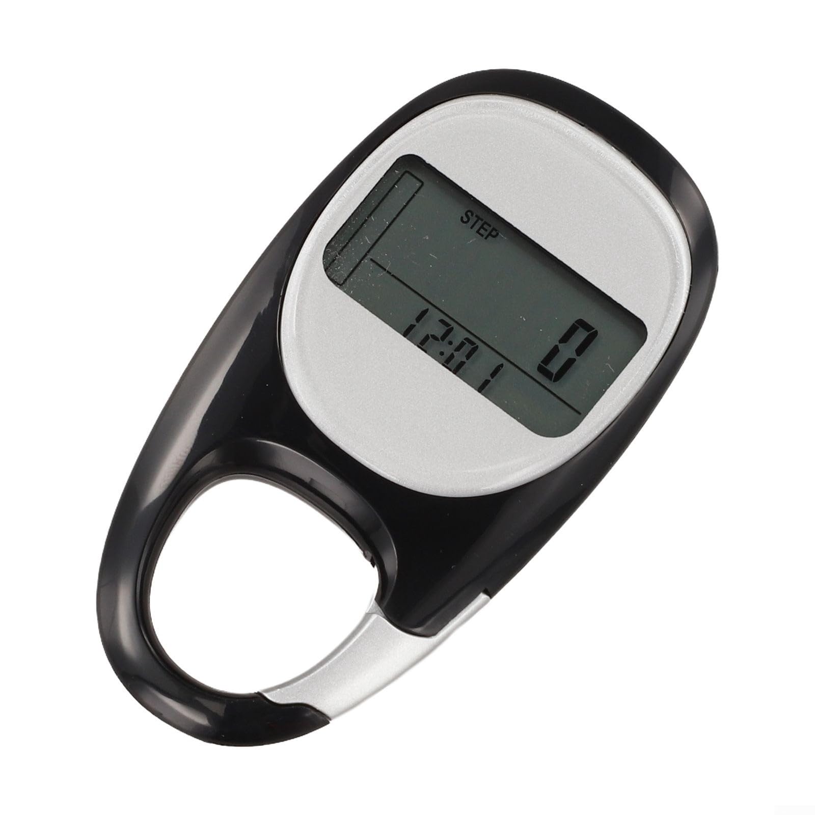 Compteur de pas numérique compact avec capteur 3D, écran LCD transparent, podomètre pour jogging, randonnée, clip ceinture ou sangle de cou (noir)