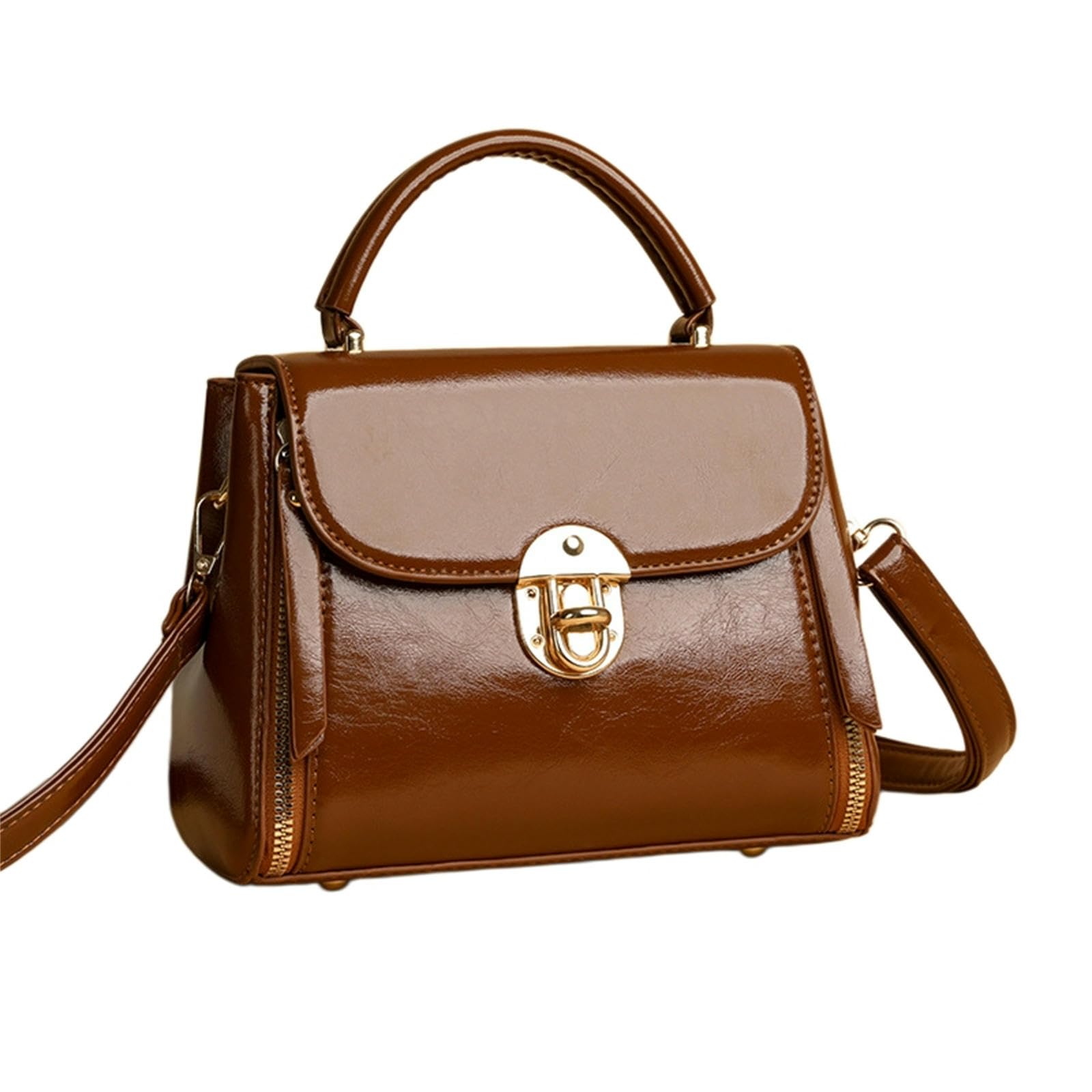 Borsa Elegante con Chiusura da Donna A Tracolla Versatile E Raffinata-Marrone