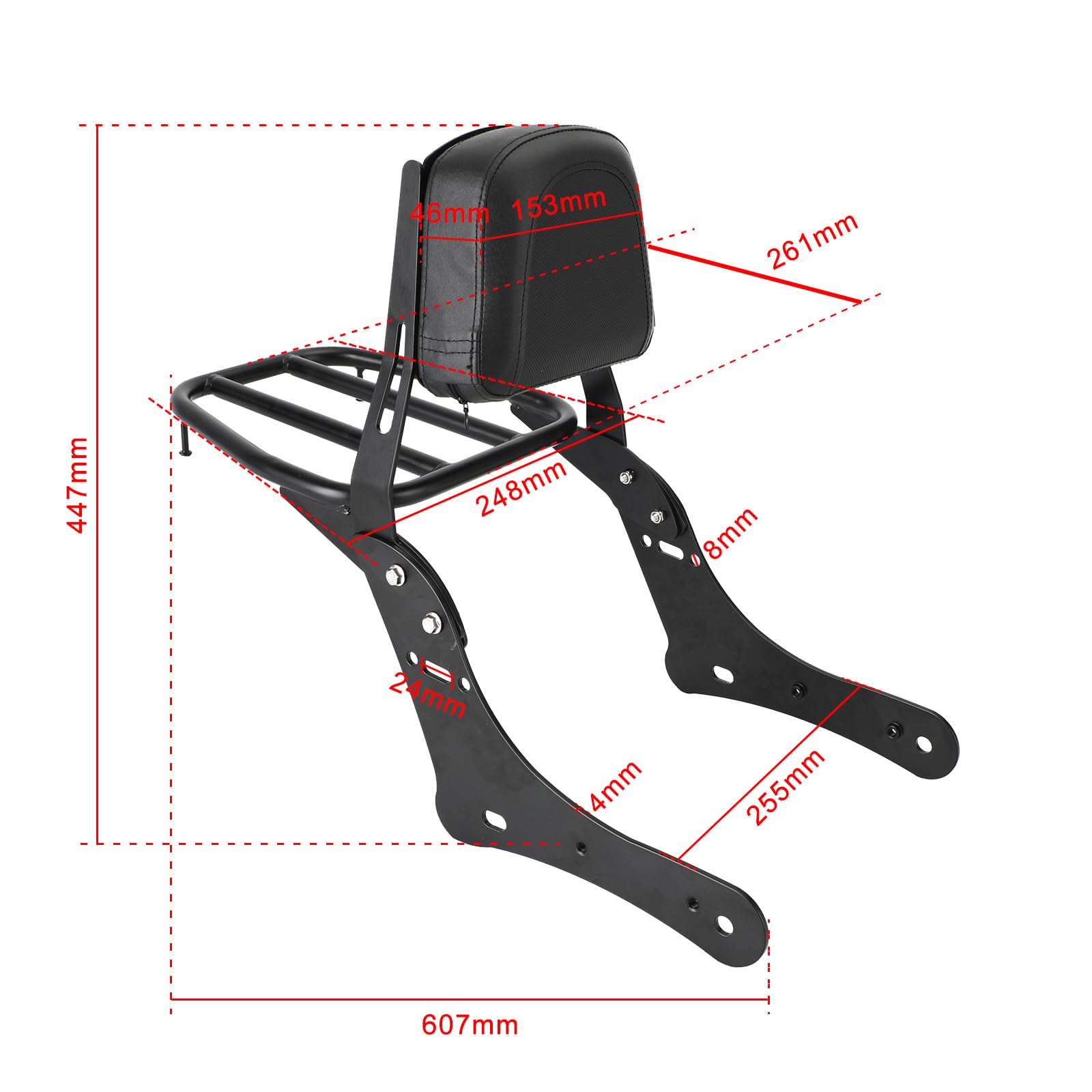Sissy Bar Backrest with Luggage Rack Adatto per Kawasaki Vulcan S 650 VN650 2015-2017