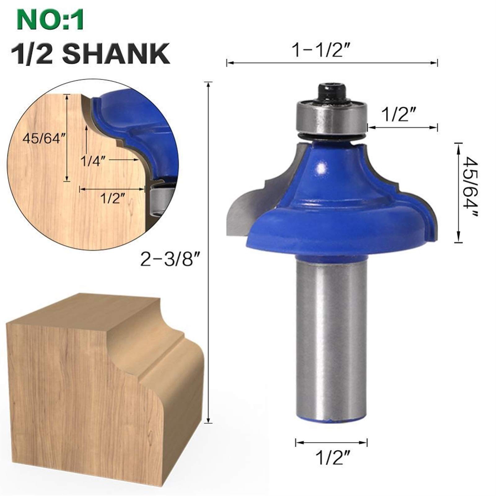 Bclla Zkenyao-Router Bit 12mm 1/2