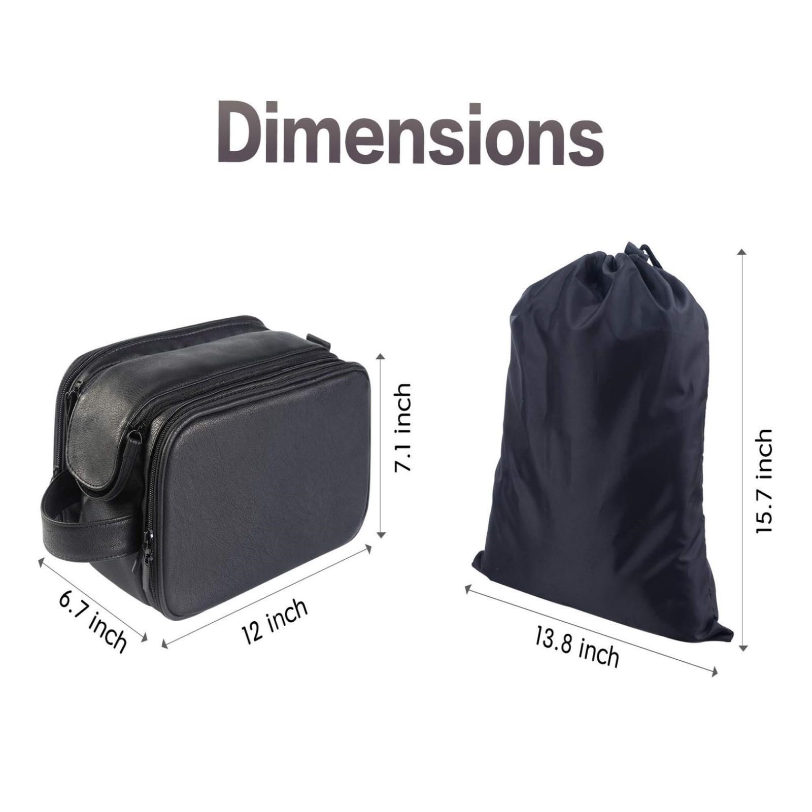 HJDMO Vintage PU Leder Herren Kulturbeutel Große Kapazität Reise Kulturbeutel Organizer für Männer Wasserdicht Dopp Kit mit Griff, dunkelbraun, 12 in. x 6.7 in. x 7.1 in., Klassisch