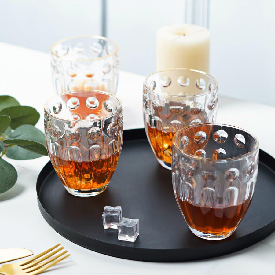 Image of Premium 350 ML Water & Juice Drinking Glasses Set of 6 Vintage Glassware Set for Juice, Cocktail, Mocktail,Whisky All Beverages Everyday Uses for Gift (6, MT-13)