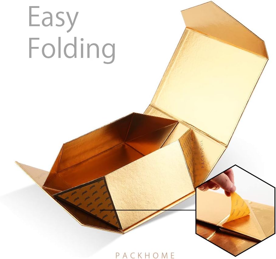 Bеѕt Dеаl Prоduсt PACKHOME Gift Box 9.5x7x4 Inches, Bridesmaid Box, Rectangle Collapsible Box with Magnetic Lid for Gift Packaging (Glossy Gold) Grеаtеѕt Prоduсt PACKHOME Gift Box 9.5x7x4 Inches, Bridesmaid Box, Rectangle Collapsible Box with Magnetic Lid for Gift Packaging (Glossy Gold)