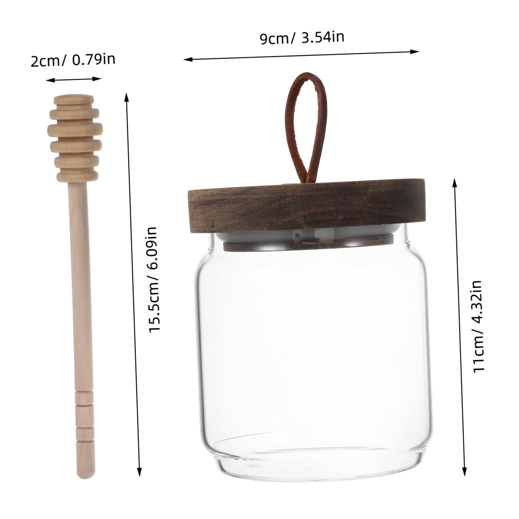 Ciieeo Elegant Honey Jar Wooden Lid Jar Style for Kitchen Honey Storage