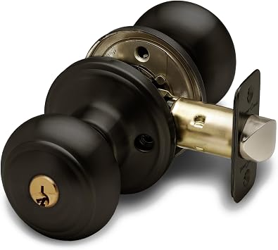 Copper Creek Colonial Entry Door Knob Keyed Entry Handle with Lock and Key, ANSI Grade-3 Certified, DIY-Friendly Install for Interior and Exterior Entrance Doors Tuscan Bronze 1 Pack