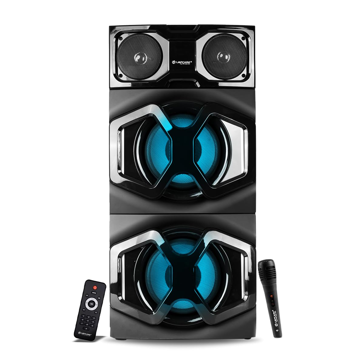 LAPCARE Beast LTS300 120 Watt, Tower Speaker,Bluetooth,Aux,USB,FM,RGB Lights,Wireless Mic with Remote (Black)