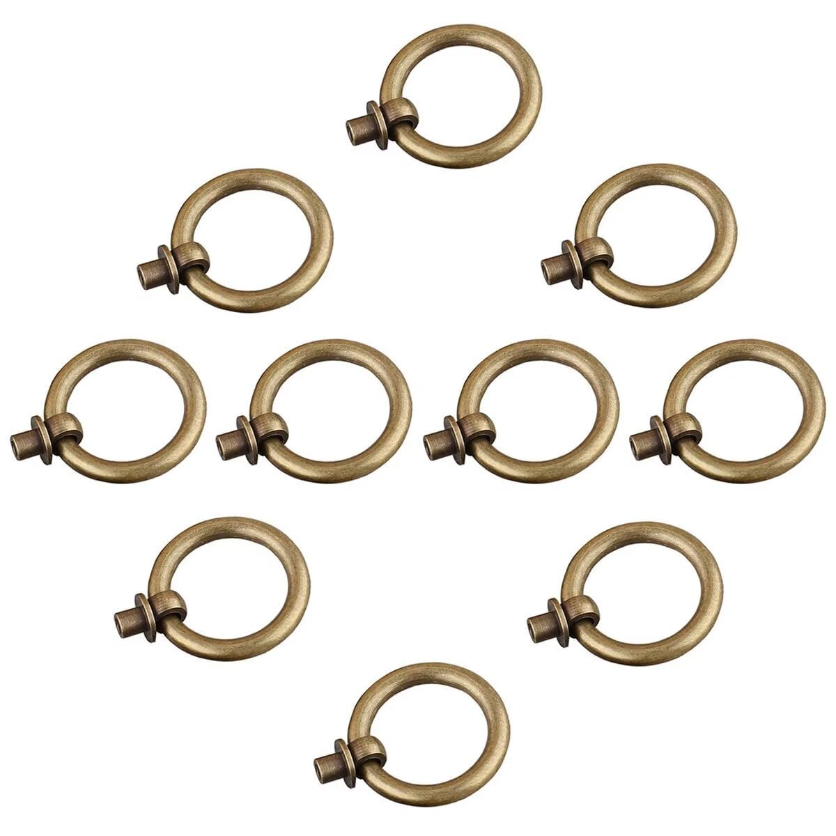 YDHSIKK Drawer Handles, Pack of 10 Brass Ring Pulls, Multicolor, 20-65mm(Bronze,Diameter:65mm)