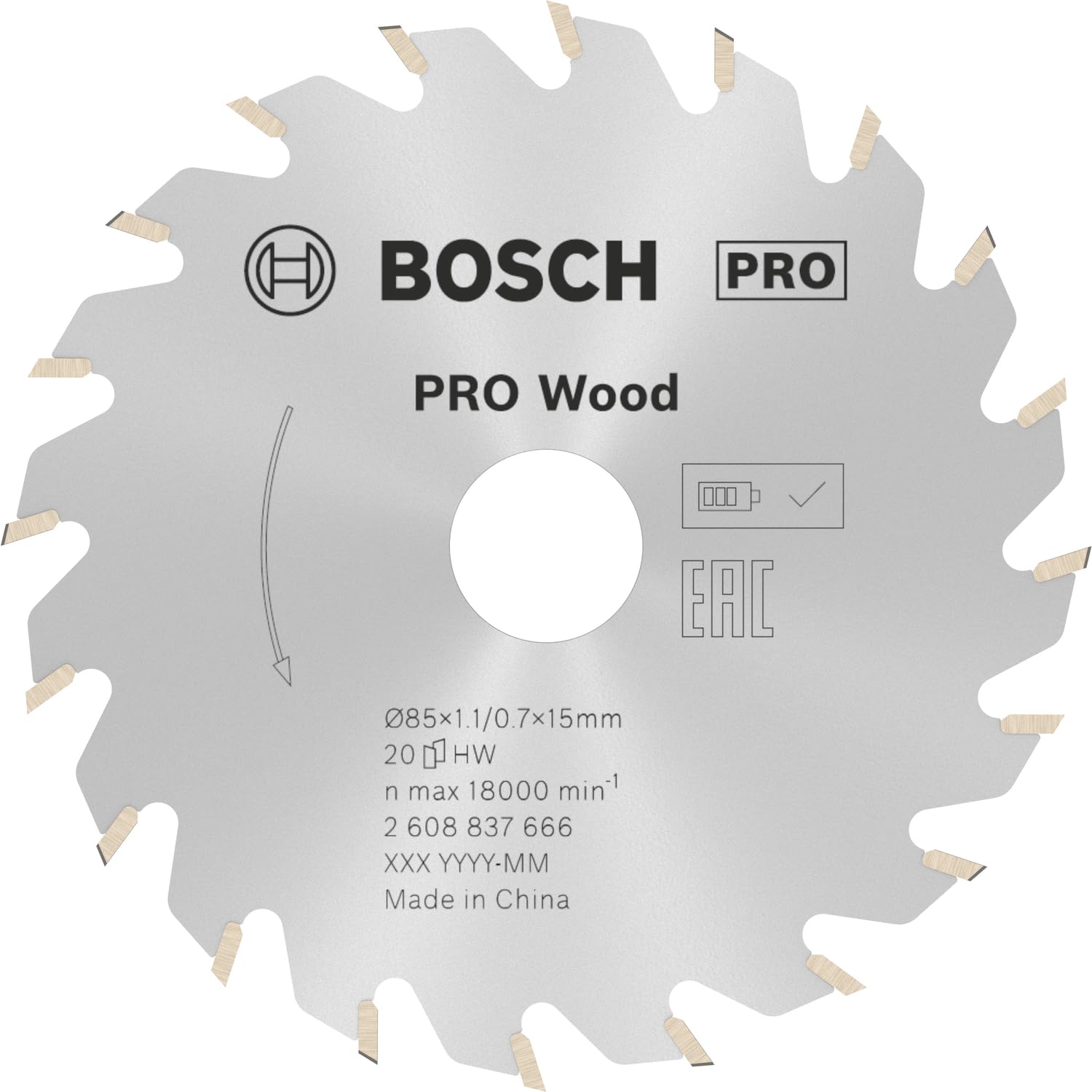 1x PRO Wood Circular Saw Blade for Cordless Hand-Held Circular Saws (for Softwood, Hardwood, Ø mm, Professional Accessory Hand-Held Circular Saw)