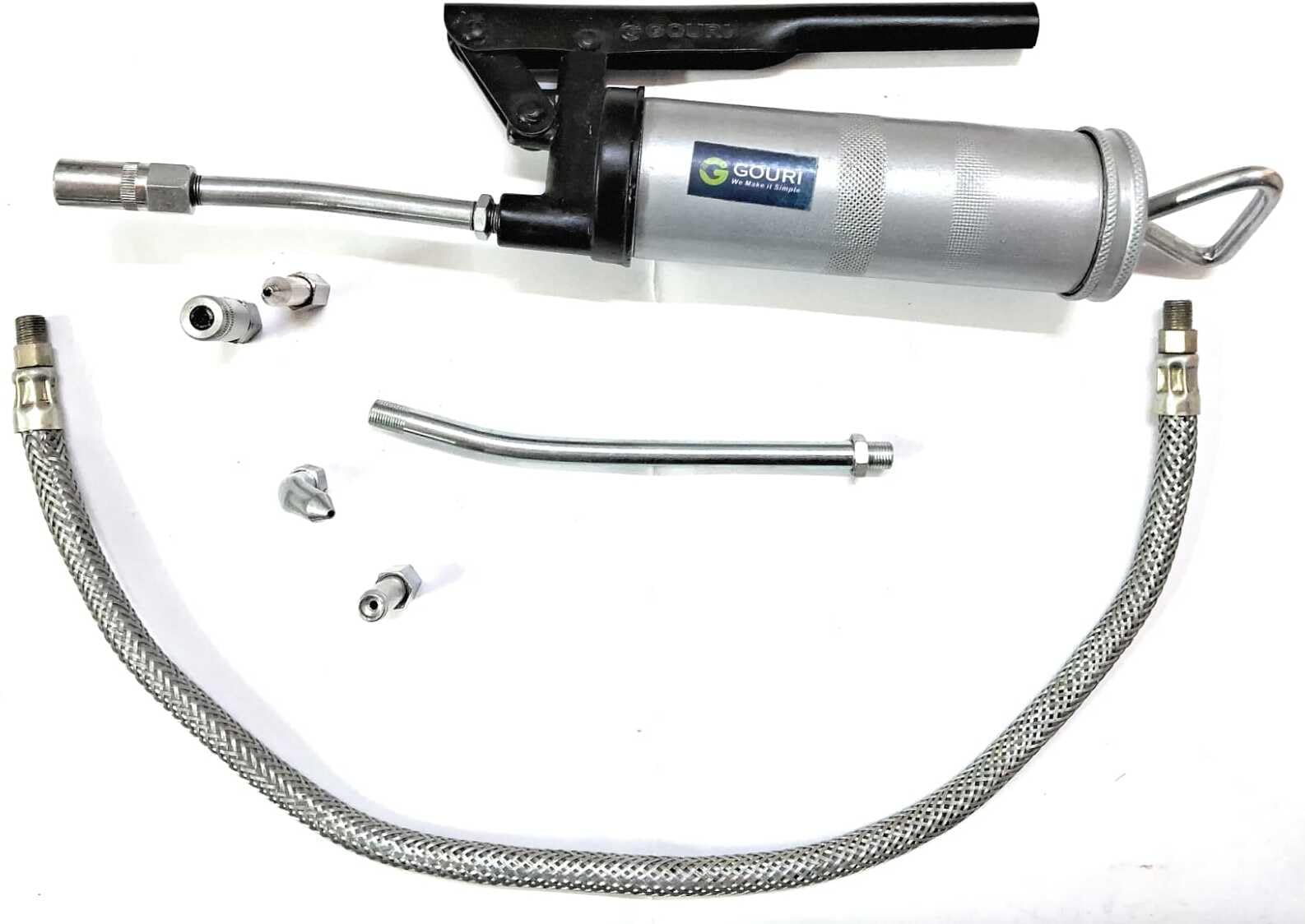 TUNIR Grease Gun with Coupling Auto Accessory for greaseing Machine, 8 Oz - 225g with 6 pcs Coupling Set Grease Capacity