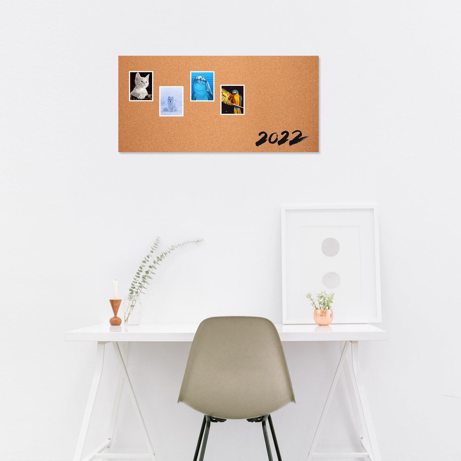 Tablero Multi-funcional y Práctico Rectangular de Corcho Autoadhesivo para Fotos y Mensajes Estilo Moderno Artístico para Oficina, Escuela y Hogar