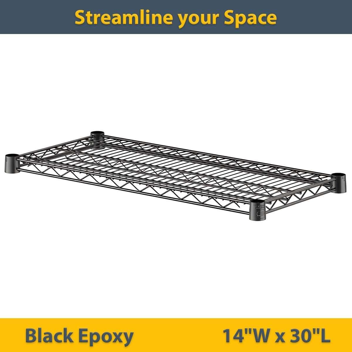 2-Pack Black 14"x30" Additional Wire Shelf for Shelving Units, NSF Replacement Shelves for Wire Rack