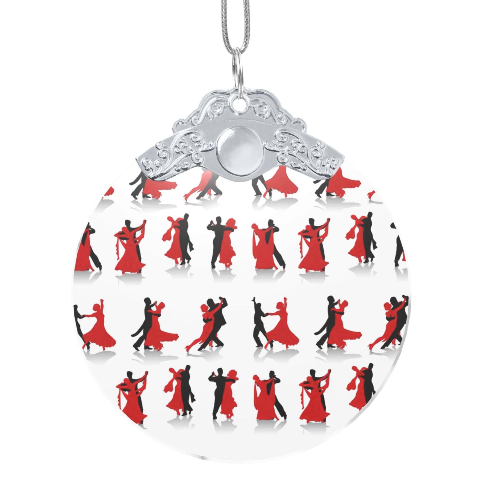 Ballroom Dance Print Glass Round Pendant Christmas Ornament Personalized Fashion Xmas Tree Ornaments