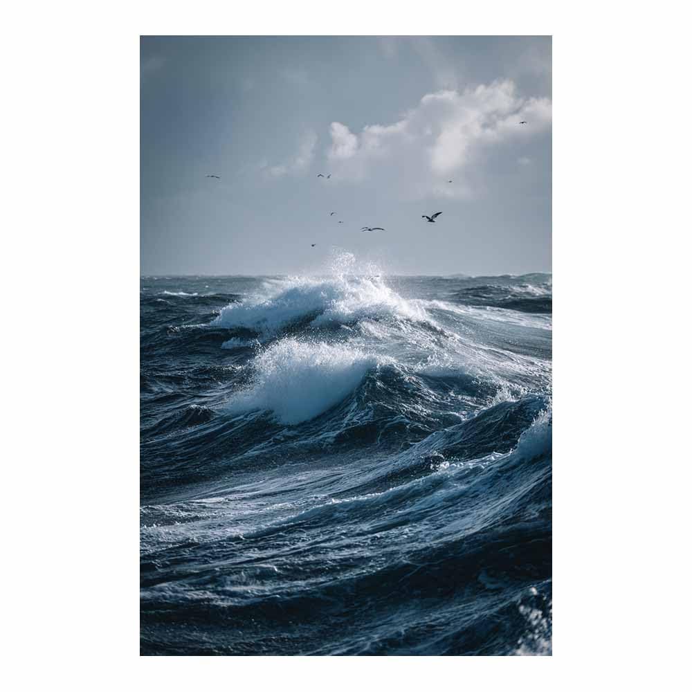 PUQAAEO Canvas Prints Wall Art Rough Sea & Seagulls Landscape Pictures Modern Canvas Painting Giclee Artwork For Home Decoration(Multicolor)-80x120cm Unframed
