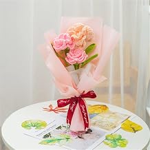 DIY Kit Woolen Thread DIY Knitting Material Pink Bouquet Suit Handmade Crochet Gift Decoration Color Pink Size DIY Material Pink Finished