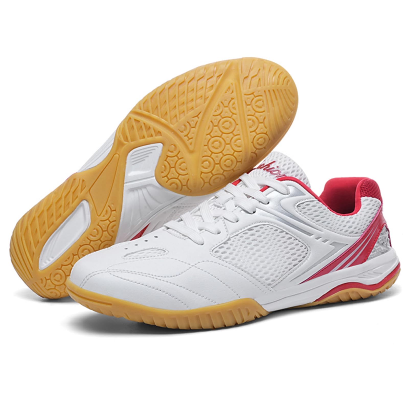 Chaussures de Badminton Femme Chaussures de Volleyball Indoor Antidérapantes Respirantes Légères Amorties Chaussures de Sport Salle Blanc/Rouge Blanc/Bleu
