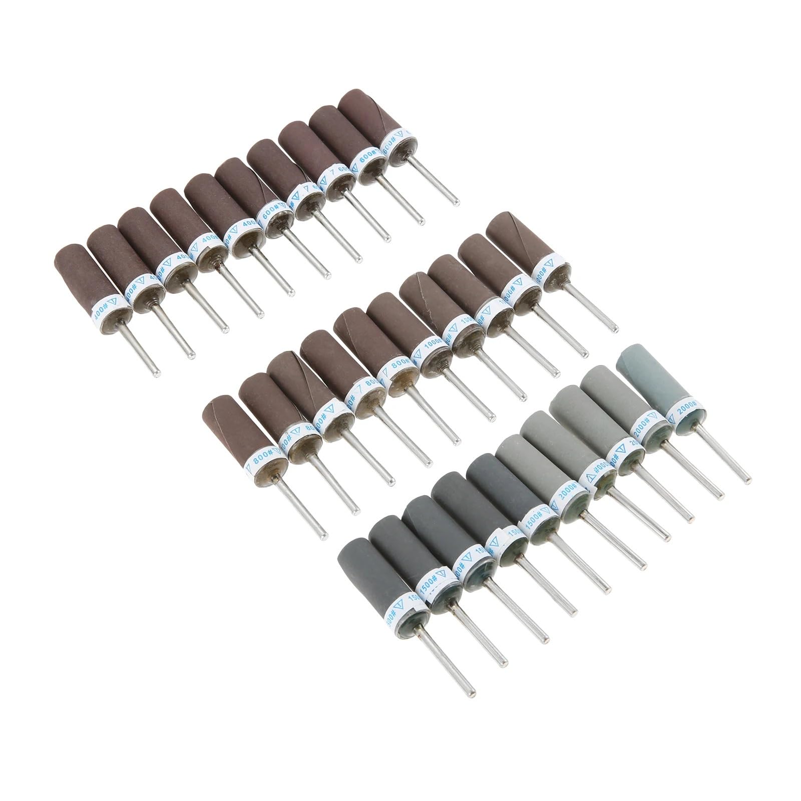 30 tambores de lijado con vástago 1/8 pulgadas para herramienta rotativa, palos papel lija grano 400-2000 para pulido plástico, madera y Metal, Uds