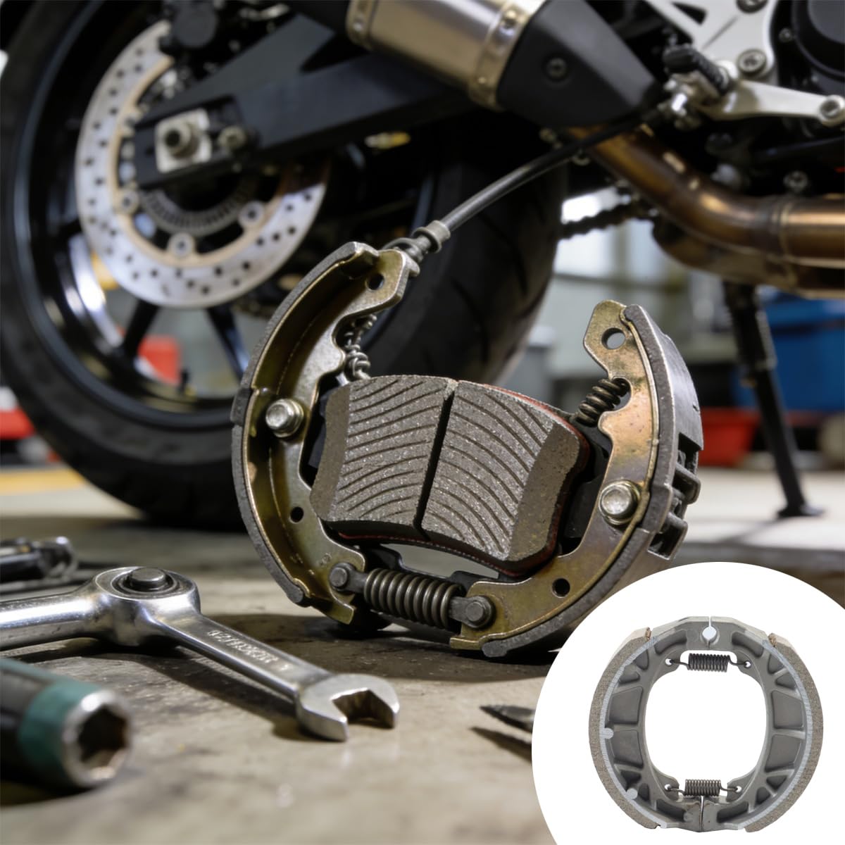 Mâchoires de frein arrière 105 mm pour frein à tambour, compatibles avec scooters, cyclomoteurs, quads et karts 49 et 50 cm3 (modèles 139QMB et GY6).