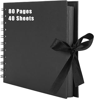 Fotoalbum zum Selbstgestalten 80 Schwarze Seiten Fotobuch A5 Scrapbook | 40 Blatt Fotoalbum zum Einkleben DIY Fotobuch Kraftpapier Photo Album für Gästebuch Geburtstag Baby Jahrestag Hochzeit