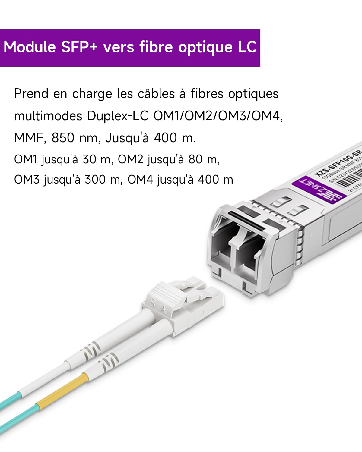 Module SFP+ 10Gb vers LC multimode, compatible avec Freebox Ultra/Delta, Cisco SFP-10G-SR, Ubiquiti UniFi UF-MM-10G, MikroTik S+85DLC03D et autres, transceiver 10GBASE-SR, lot de 2 pièces