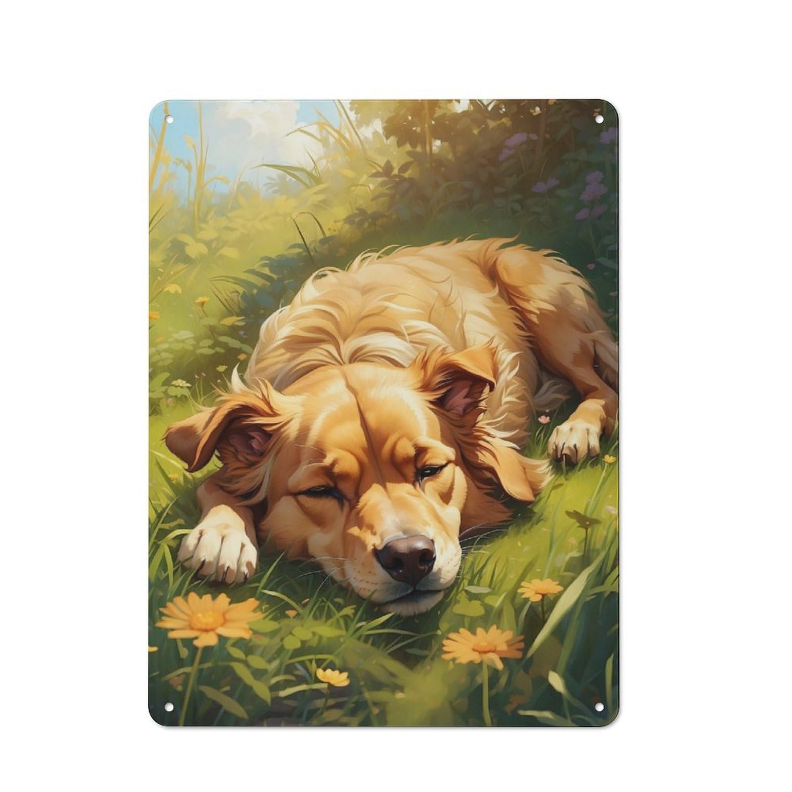 Junmoney Golden Retrievers Dream Vintage Tin Wall Plaque 40X30cm For Workshop Wall, A Decorative Christmas Gift For Makers And Diy Enthusiasts
