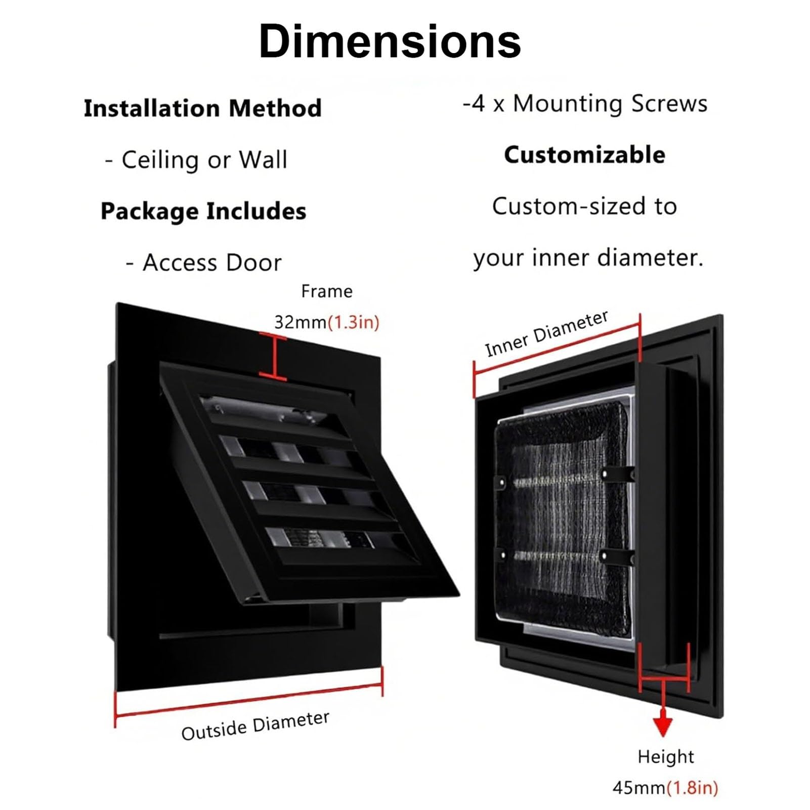 Lüftungsgitterabdeckung schwarz 500x500mm für Wand & Decke - Belüftung