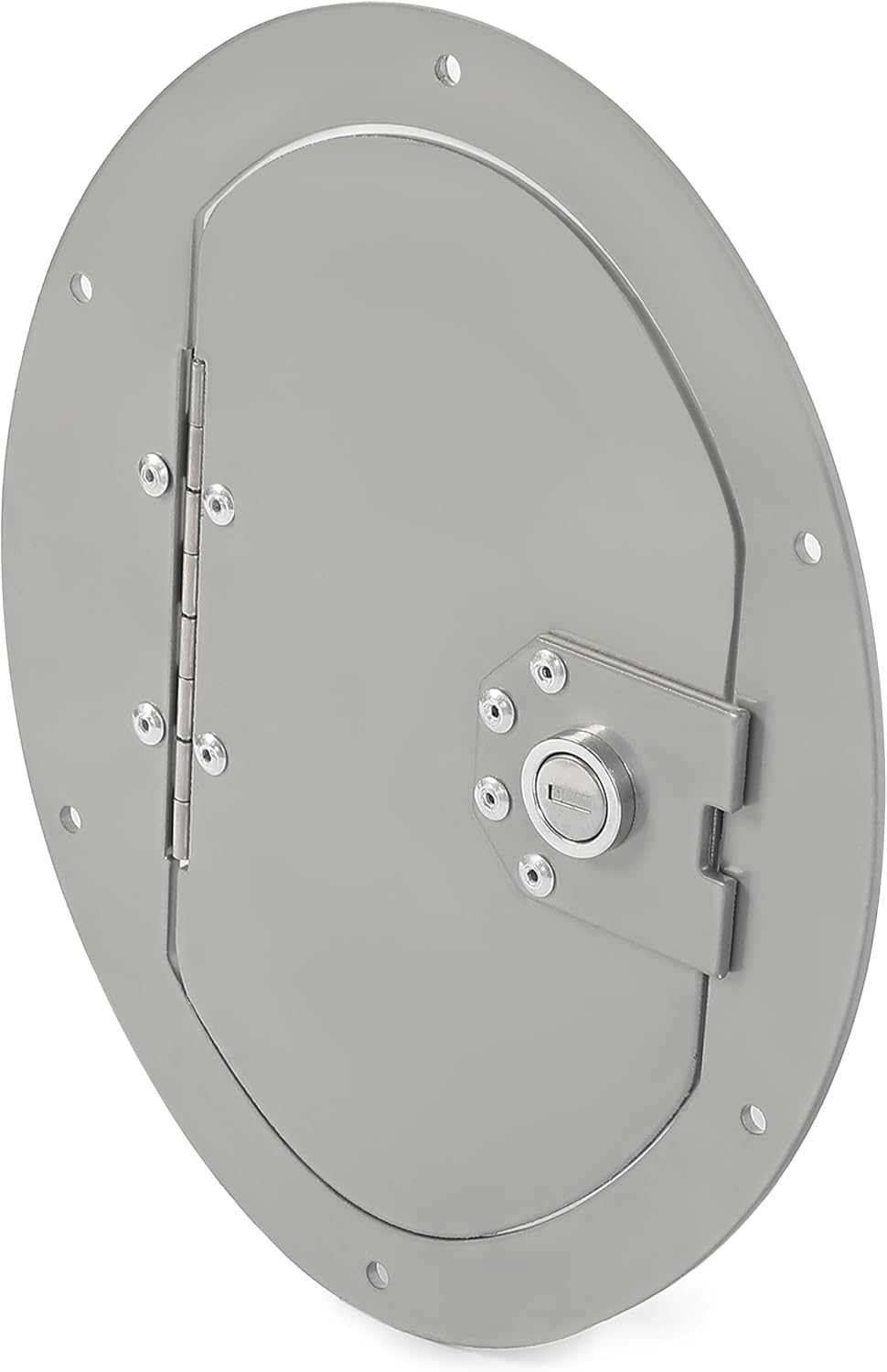 HECASA Locking Fuel Door Compatible with Humvee/Hummer H1 Any Model M998 M1123 M1045 M1167 M1042 M1035A2 Gas Cap Tank Cover Heavy Duty Silvery Powder Coated Aluminum
