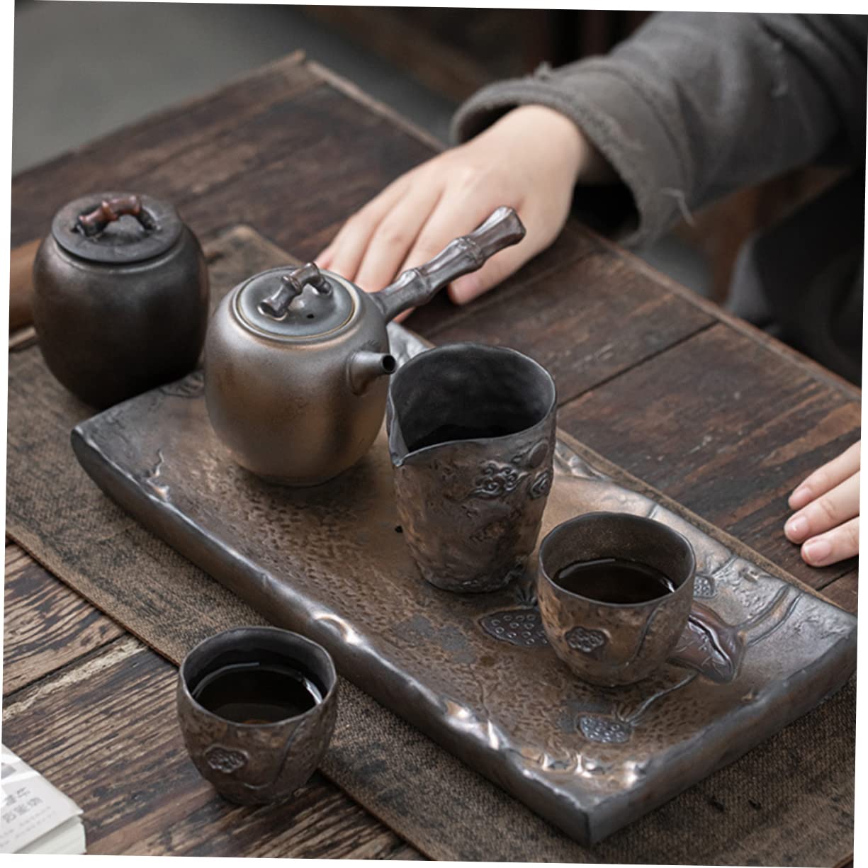 BESTonZON Taca Do Herbaty Taca Do Robienia Herbaty Uchwyt Na Filiżankę Herbaty Ceramiczna Taca Do Serwowania Herbaty Ozdobny Stolik Do Herbaty Bandejas Decorativas Antyczny Ceramika Kubek