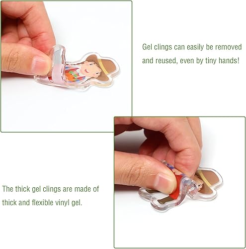 Miniatura 82 de 20 calcomanías de gel gruesas de arcoíris para aula, calcomanías de gel realistas para ventanas para niños pequeños y adultos, hogar, avión