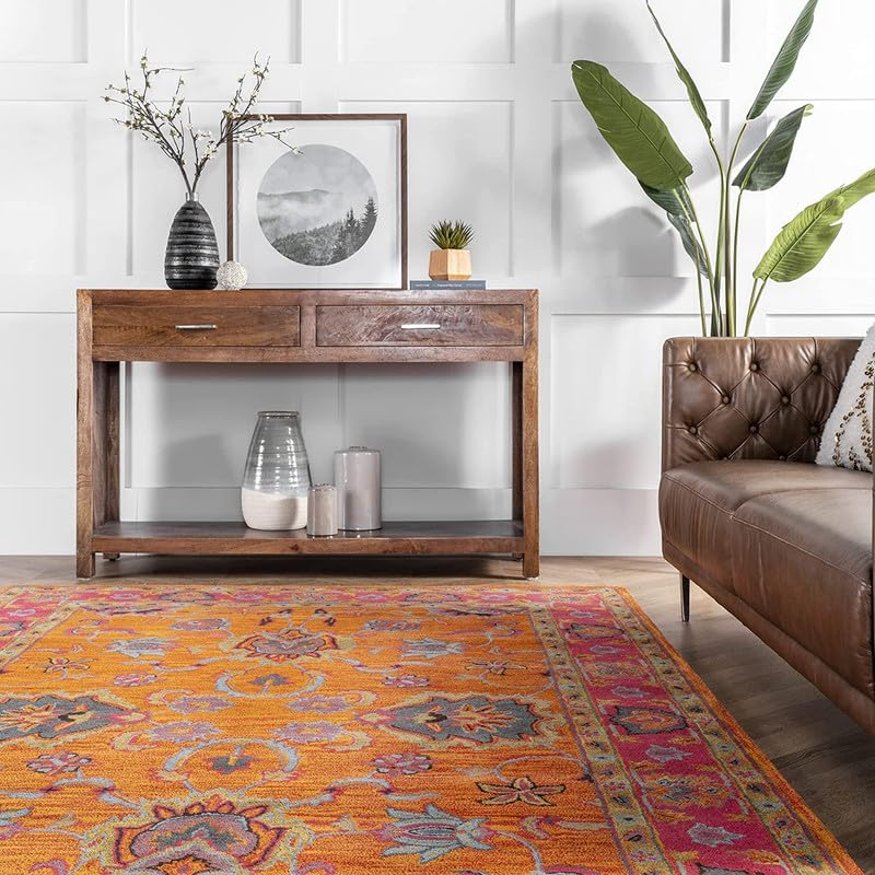 Image of Embossed Handmade Wool Thick Geometrical Carpet is a Stylish and Practical Addition to Any Living Room 12X18 Feet Carpet