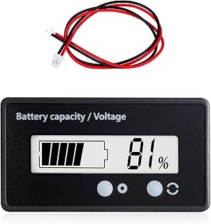 12V 24V 36V 48V 60V 72V 84V Golf Cart Battery Meter, Battery Capacity Voltage Meter with LCD Display Backlight, Acid & Lithium ion BatteryIndicator Monitor for Car Golf Cart (White)