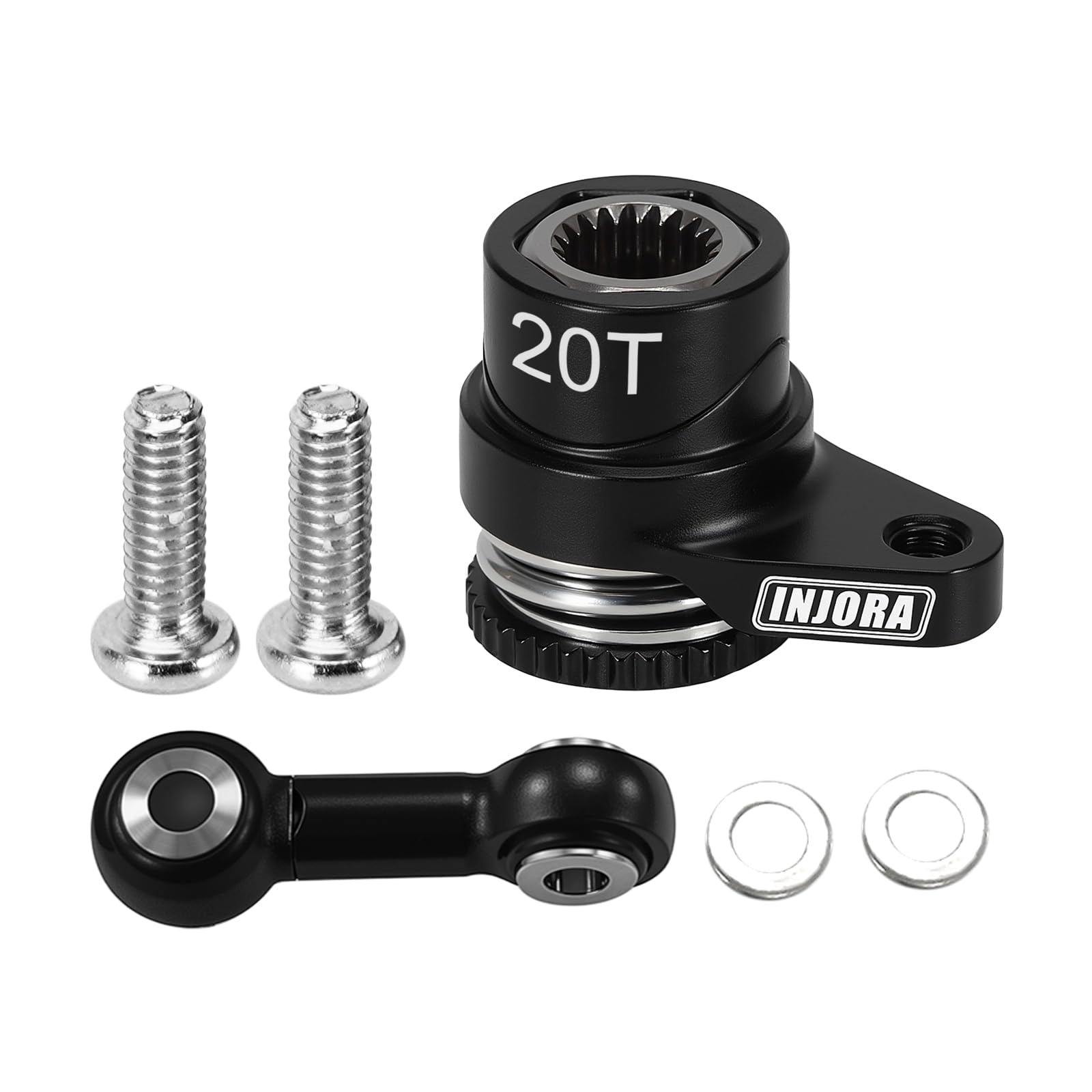 INJORA 20T Aluminum Servo Saver Set for ARRMA MOJAVE GRANITE GROM TYPHON GROM, Black