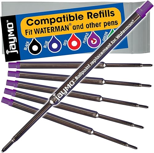 Miniatura 10 de Jaymo Repuesto para Waterman 834254 - Medidas 4.4 pulgadas  4.409 in de largo - Recambio de bolígrafo - 6 negro