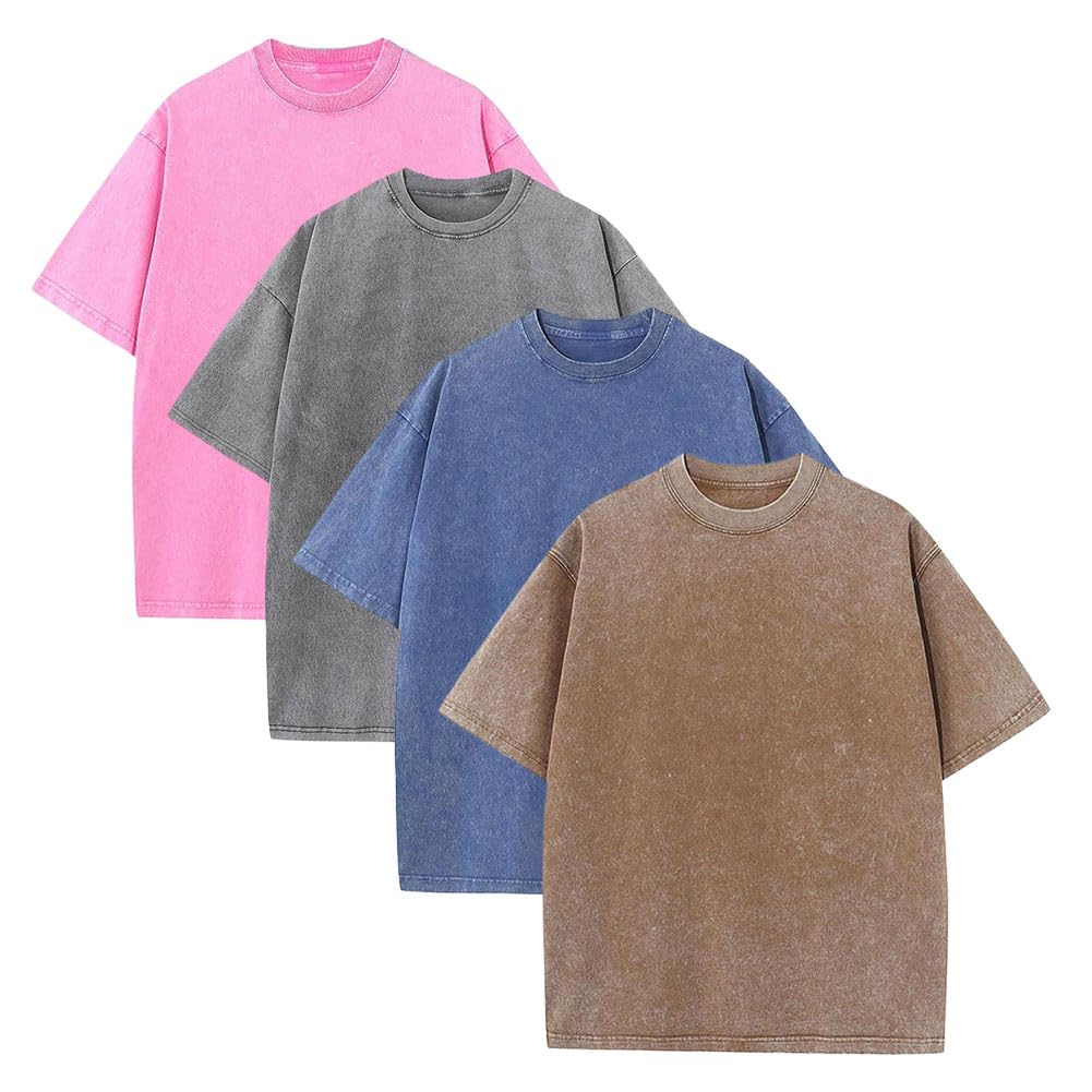 Confezione di magliette: magliette unisex in cotone, vintage, streetwear, casual, oversize, colori misti, top basic
