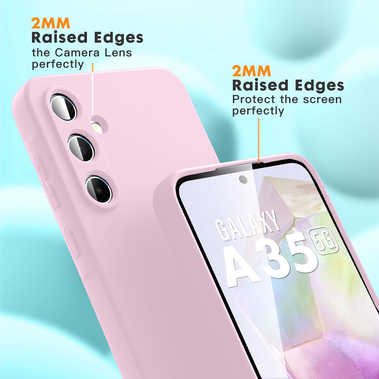 LIRAMARK Silicone Soft Back Cover Case with Micro-Fibre Cloth On Inner Side for Samsung Galaxy A35 5G (Pink) 8 61IcnOcWbaL. SL1500